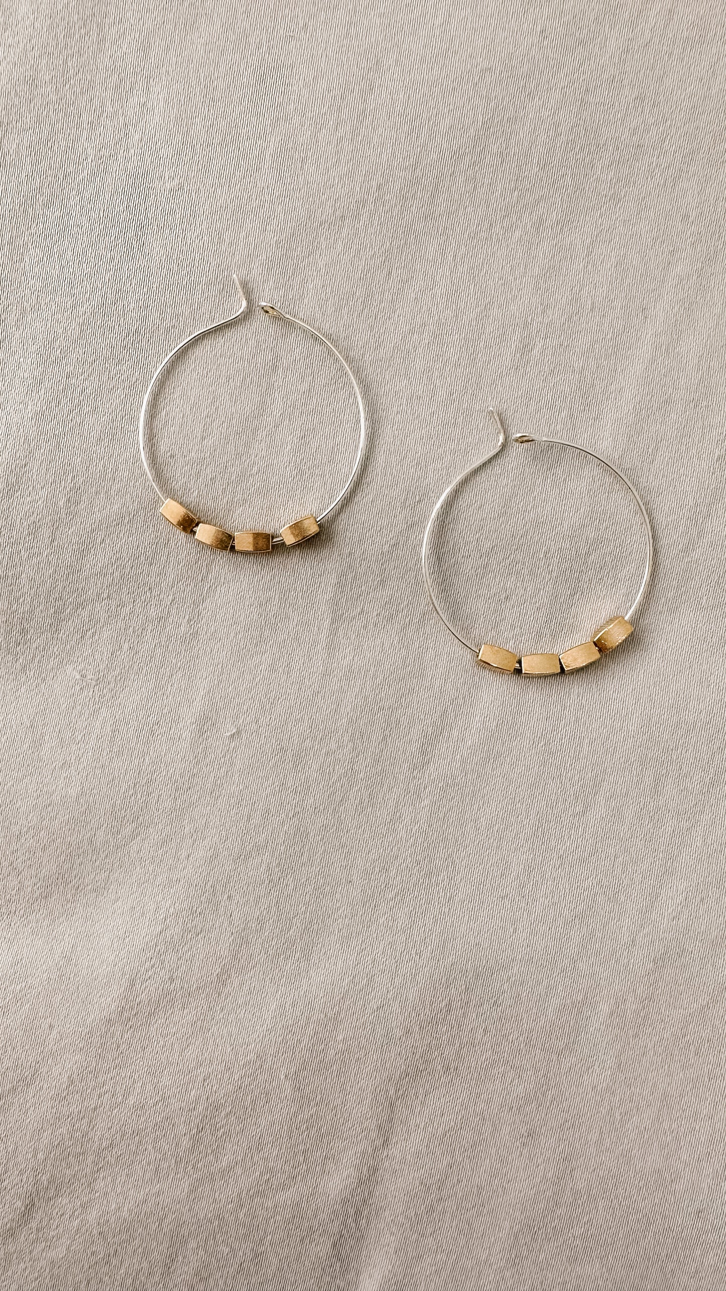 Silver and Gold Square Hoop