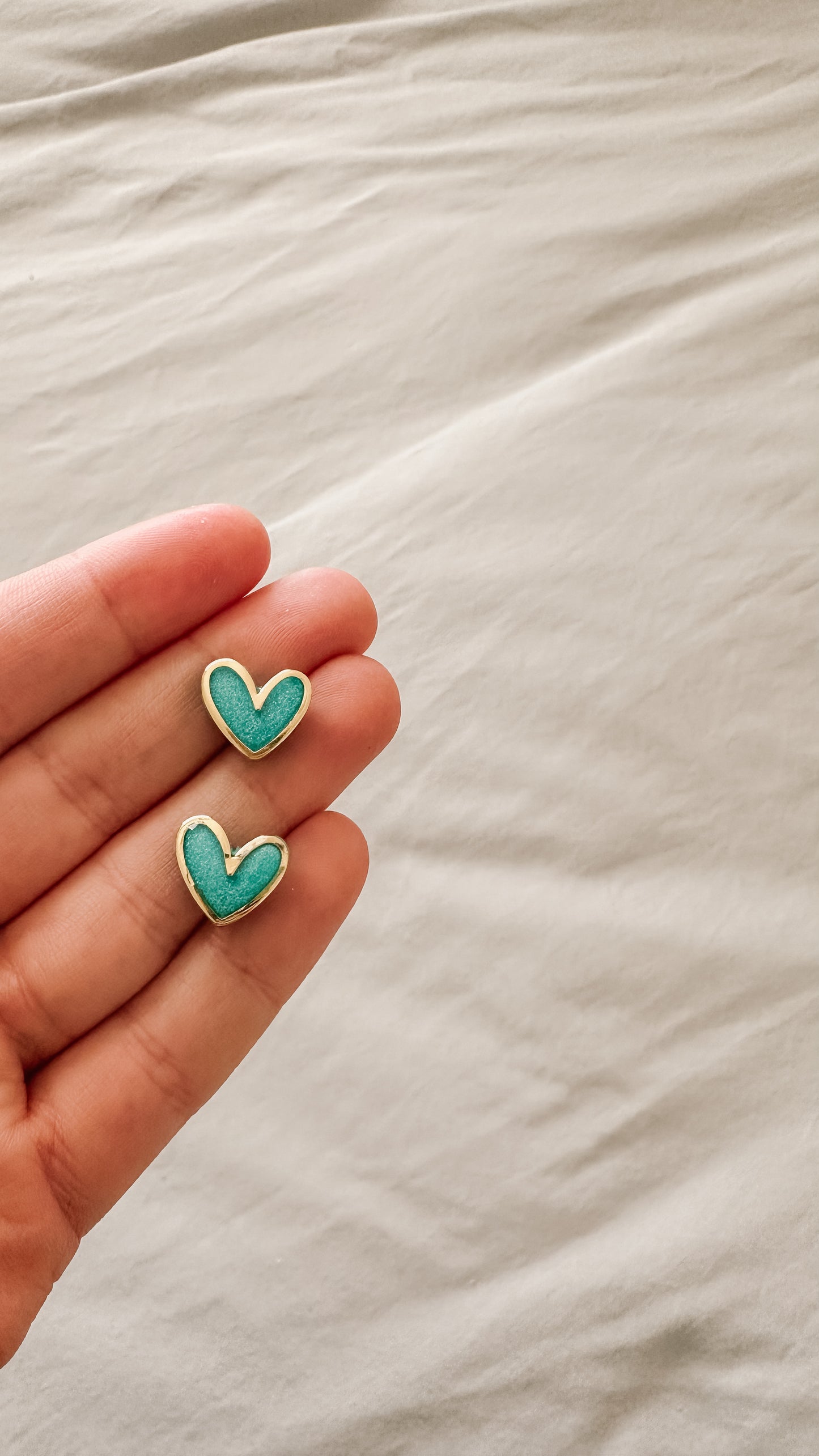 Teal Heart Stud