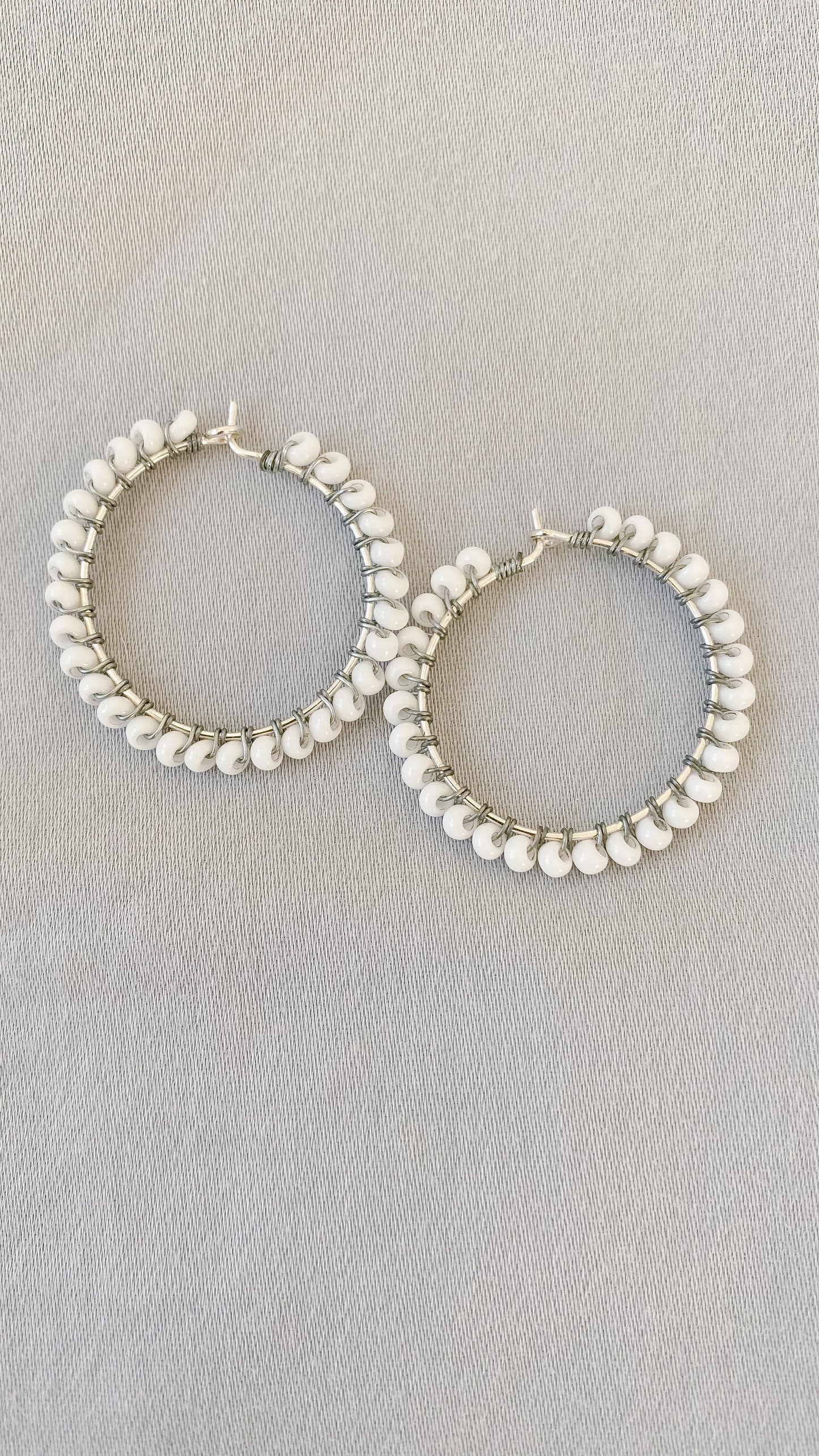 Full White Beaded Hoop