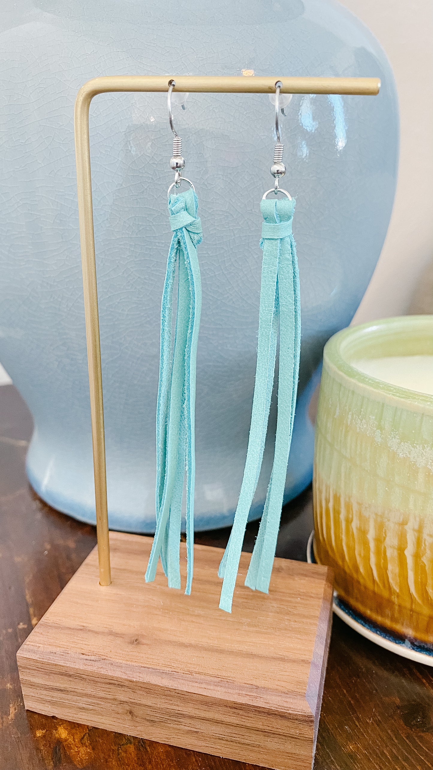 Two String Turquoise Leather Dangle