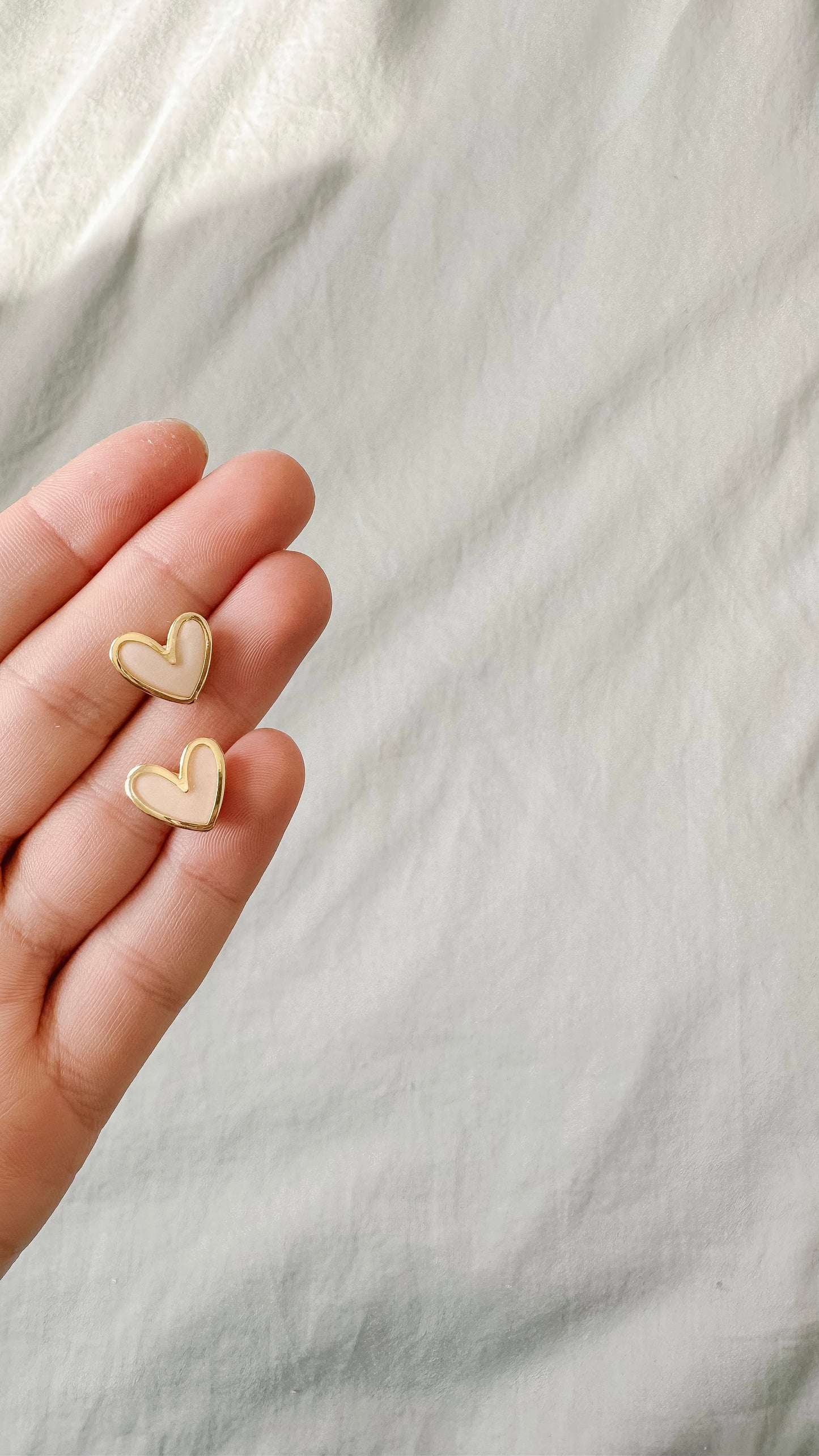 Beige Heart Stud