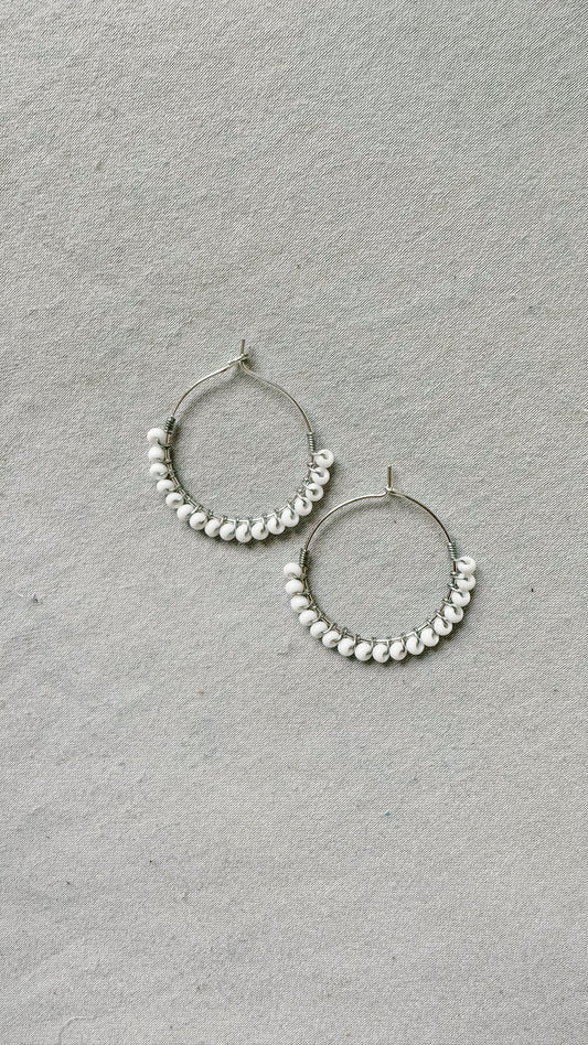 Half White Beaded Hoop