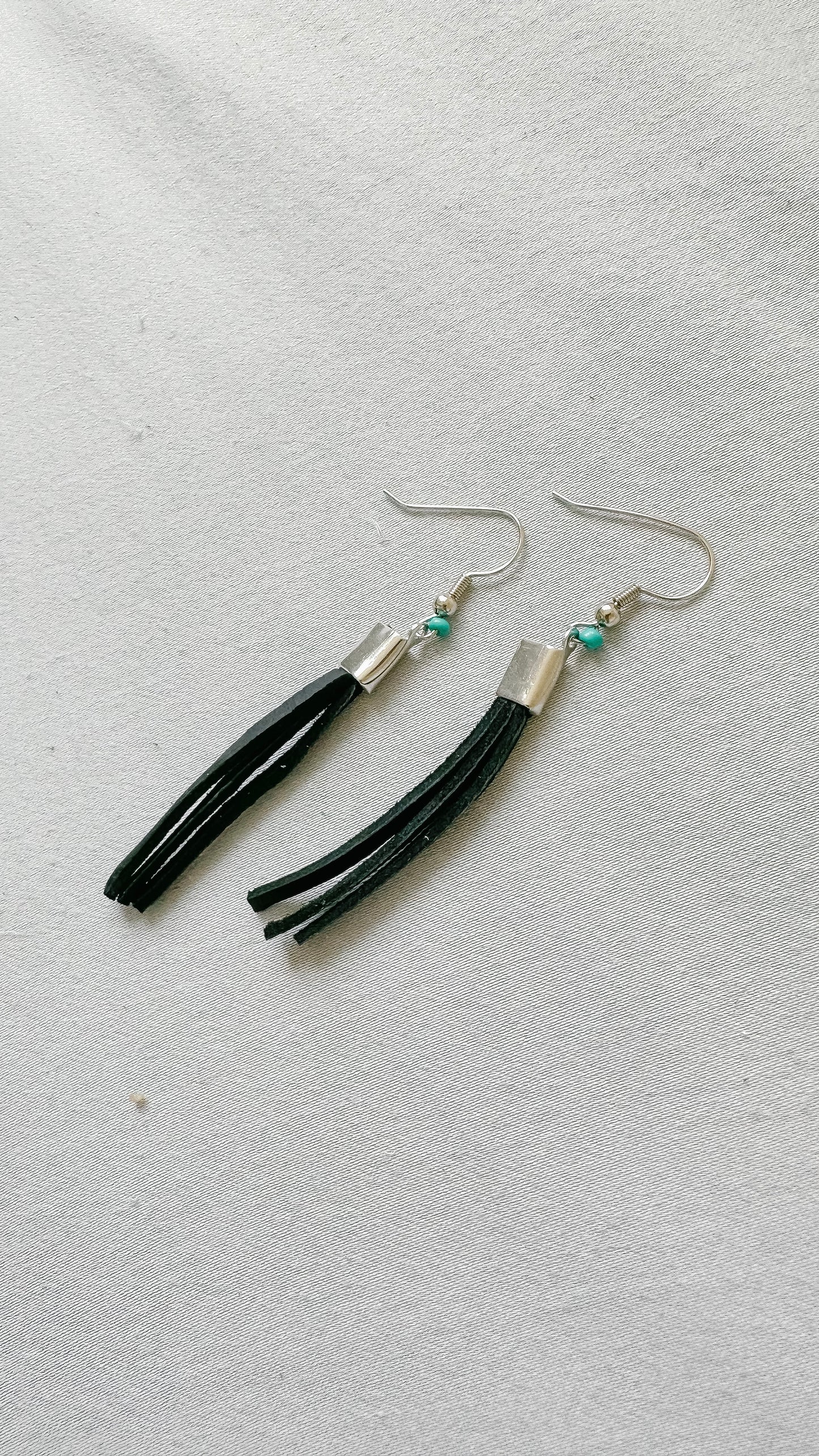 Black Leather Dangle with Bead