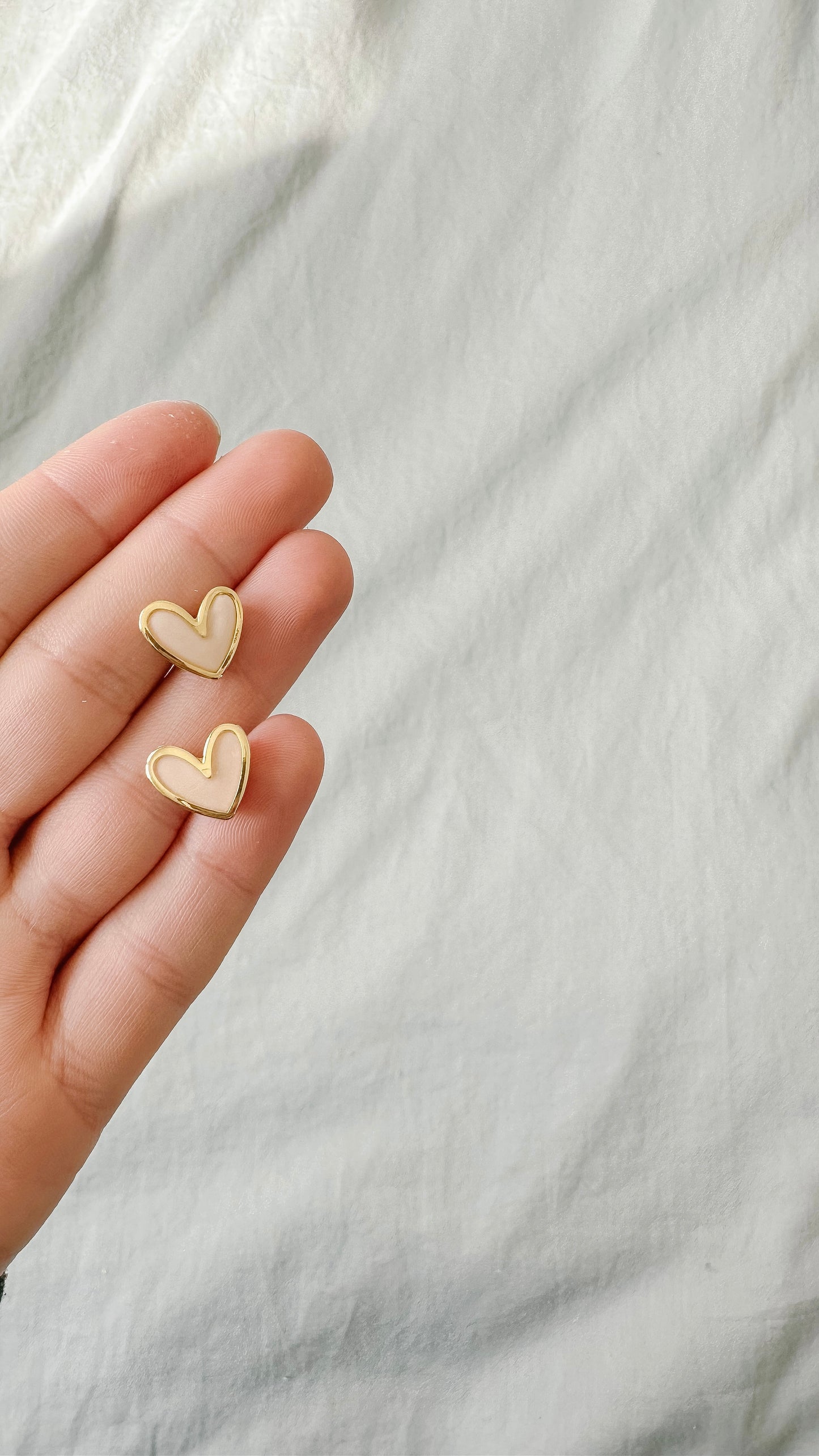 Beige Heart Stud