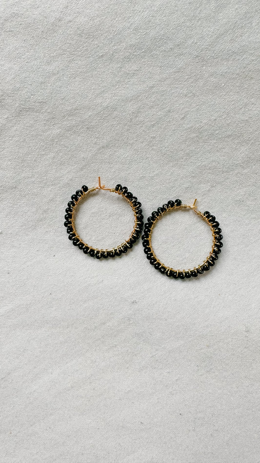 Full Black Beaded Hoop