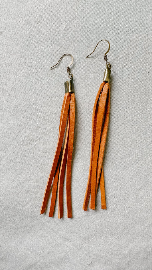 Brown & Bronze Leather Dangle