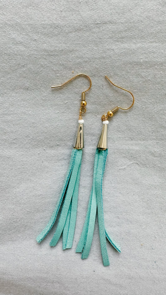 Turquoise Leather Jellies with Gold and Bead