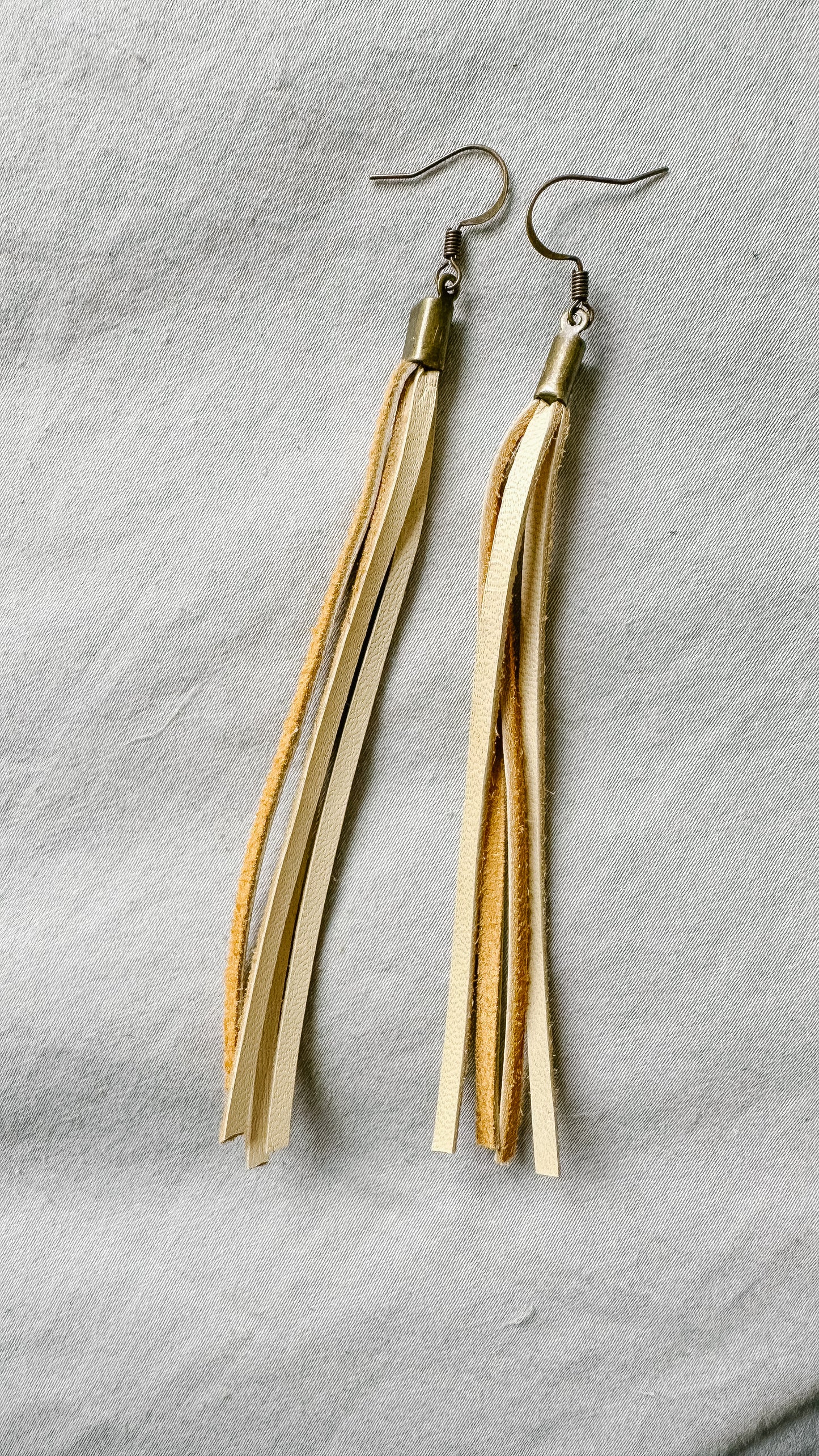 Cream & Bronze Leather Dangle