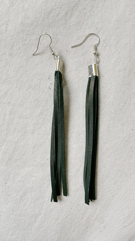 Black & Silver Leather Dangle